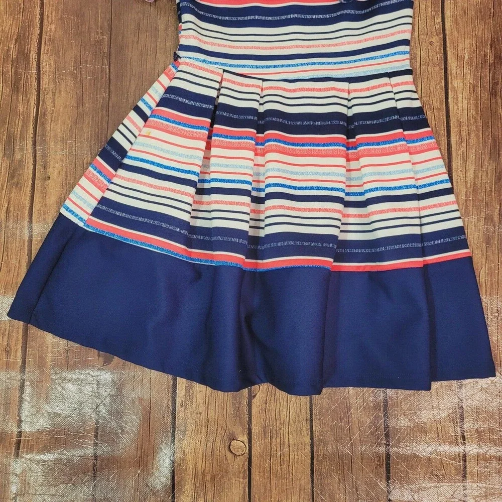 Knitworks Girls Dress Blue 7 Cold Shoulder Strip Fit & Flare Missing Belt